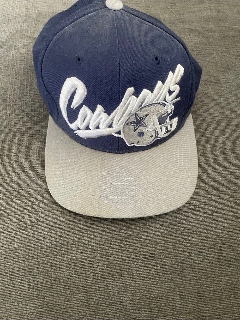 Mitchell & Ness Navy and Gray Cowboys Script Snapback Hat
